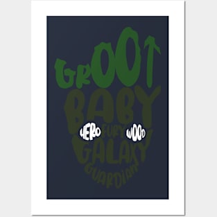 Typographic Baby Groot Posters and Art